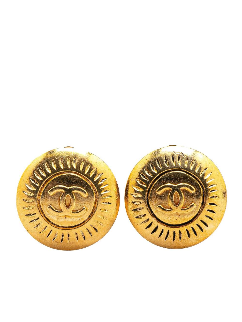 Chanel Gold Plated Cc Round Clip On #279779C47B